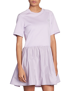 Shop Moncler Mixed Media Dress In Pastel Purple
