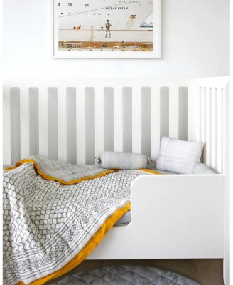 Unisex Handmade Block-Printed Cotton Crib Quilt - Baby, Little Kid, Big Kid