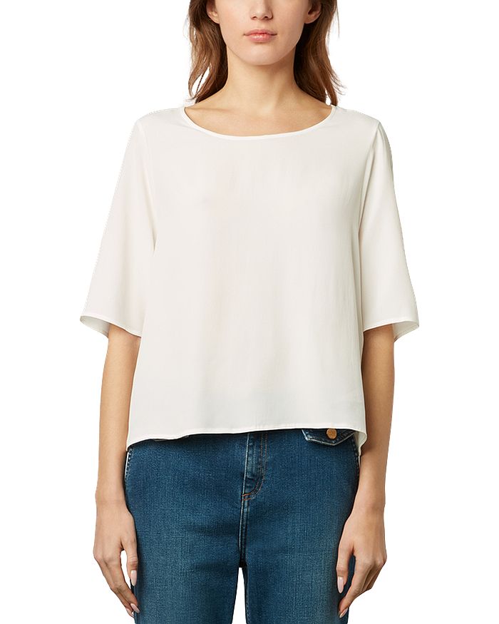 Top Blanc GÉRARD DAREL Taille 36 - Coton/Polyester Sans Manches Col V - Occasion Très Bon État
