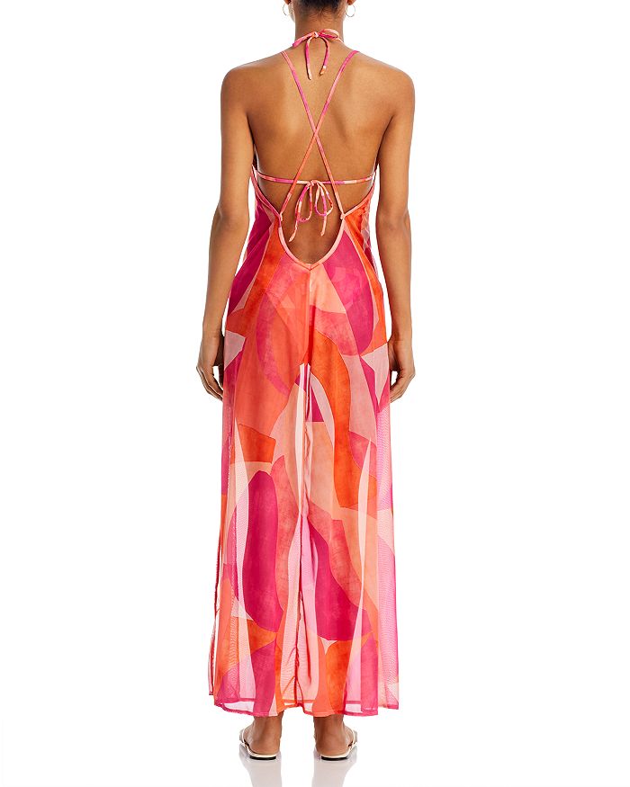 Shop Peixoto Arya Fishnet Halter Swim Cover Up Dress - 100% Exclusive In Grapefruit Grove