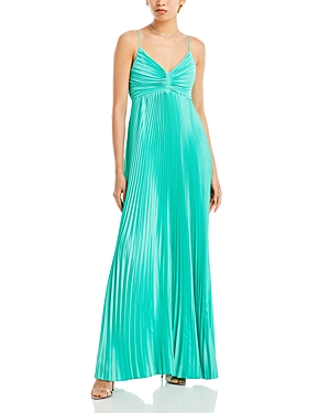 Asra Pleated Satin Gown