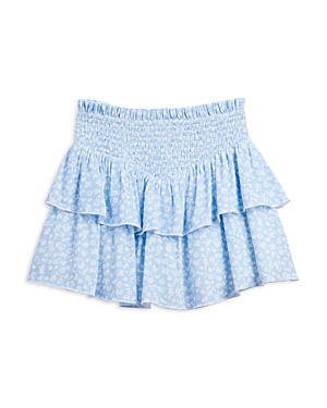 Katiejnyc Girls' Brooke Cotton Smocked Ruffle Skirt - Big Kid In Blue Ditsy Floral