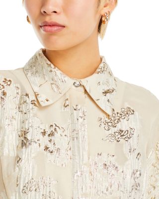 Metallic Jacquard Shirt Dress Gown