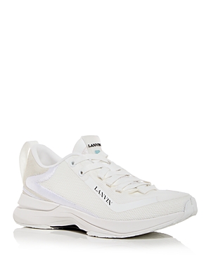 Shop Lanvin Men's Runner Low Top Sneakers In White/white