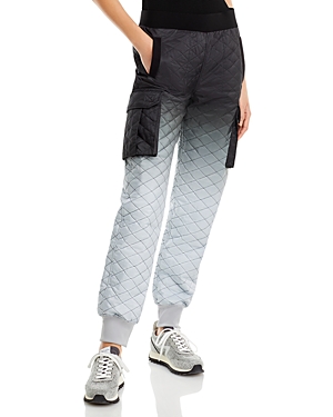 Shop Norma Kamali Ombre Quilted Cargo Jogger Pants In Black/grey