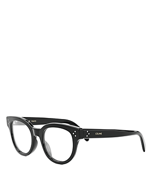 Shop Celine Bold 3 Dots Round Eyeglasses, 53mm In Black