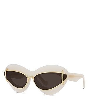 Shop Loewe Double Frame Cat Eye Sunglasses, 67mm In White/brown Solid