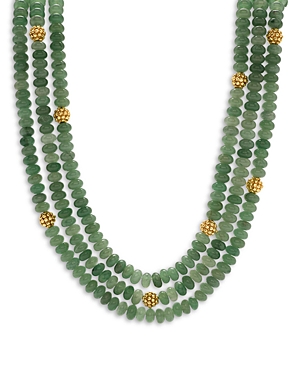 Capucine De Wulf Berry & Jade Bead Triple Strand Necklace In 18k Gold Plated, 18 In Green/gold