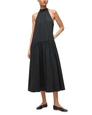 Shop Staud Marlowe Sleeveless Midi Dress In Black