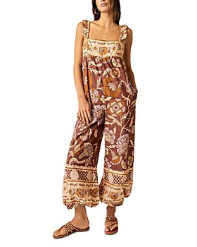 Free People NEW Brown Womens Size Large L Velvet-Printed Flared