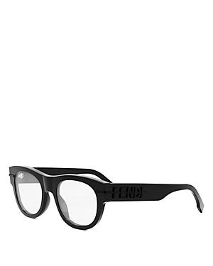 Shop Fendi Graphy Round Eyeglasses, 51mm In Black