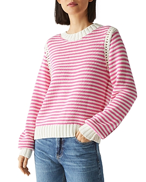 Michael Stars Casey Pullover Sweater In Flamingo Stripe