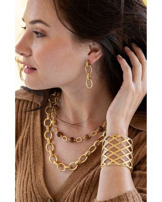 Cleopatra Regal Link Necklace in 18K Gold Plated, 16"