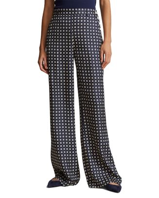 Ralph Lauren Silk Geo Print Wide Leg Pants | Bloomingdale's