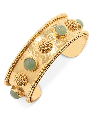 Capucine De Wulf Berry & Jade Cuff Bracelet In 18k Gold Plated In Green/gold
