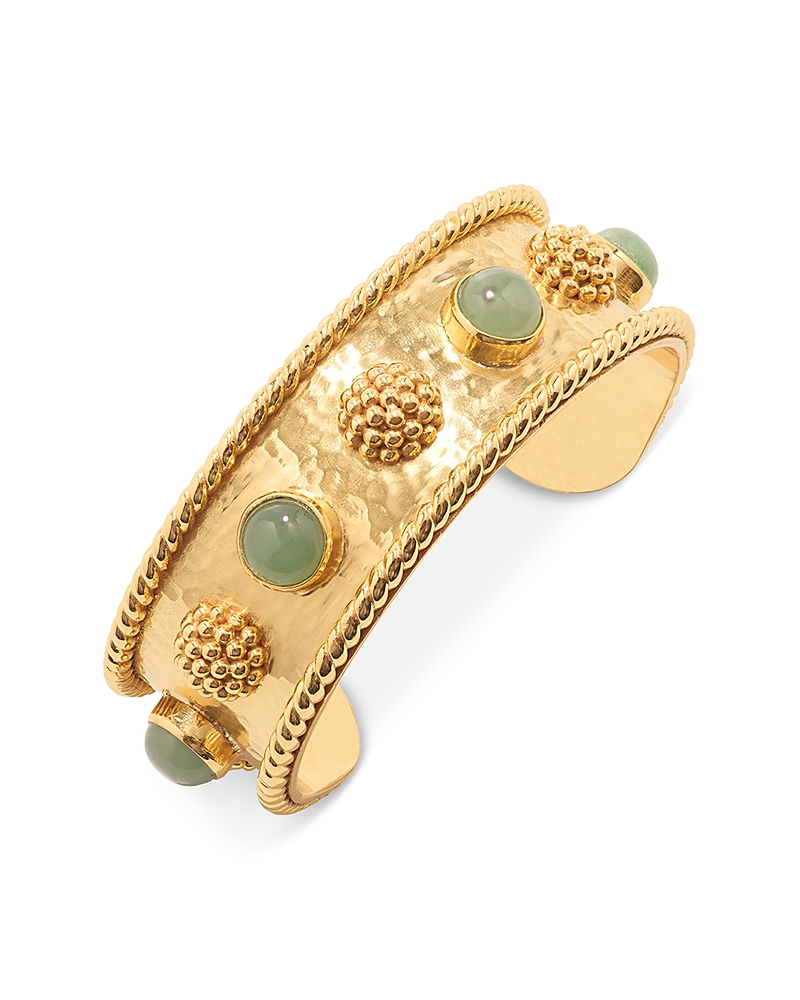 Capucine De Wulf Berry & Jade Cuff Bracelet In 18k Gold Plated In Gold/meadow Jade