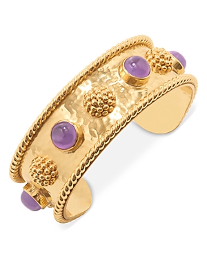 Capucine De Wulf Berry & Jade Cuff Bracelet In 18k Gold Plated In Purple/gold