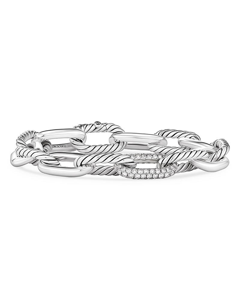 David Yurman Dy Madison Chain Bracelet in Sterling Silver with Diamonds, 11mm