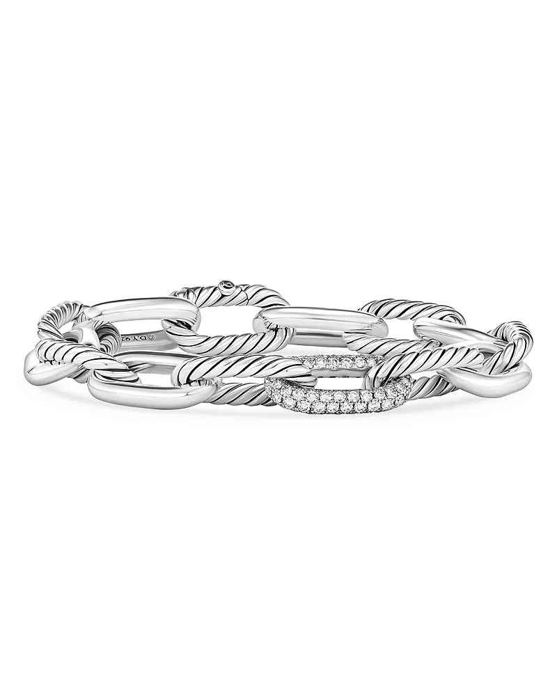 David Yurman Dy Madison Chain Bracelet in Sterling Silver with Diamonds, 11mm
