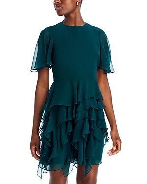 Shop Jason Wu Collection Ruffled Silk Chiffon Dress In Seagreen