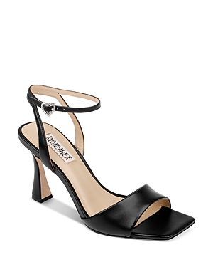 Shop Badgley Mischka Women's Cady Square Toe High Heel Sandals In Black Leather