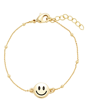 Aqua Smiley Face Charm Link Bracelet In 14k Gold Plated - 100% Exclusive