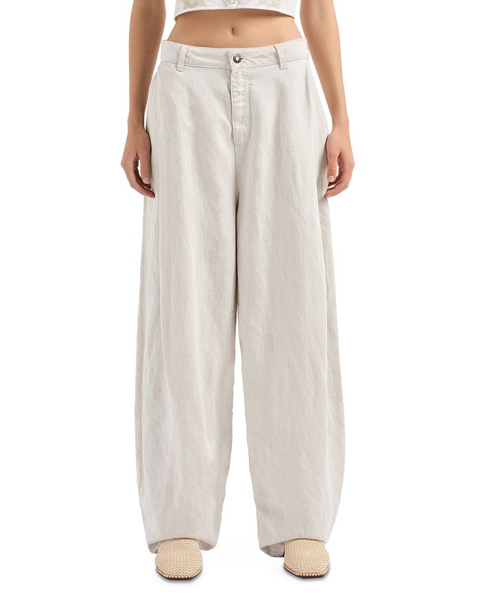 Emporio Armani Linen Blend Wide Leg Pants Bloomingdale s