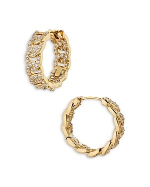 Shop Nadri Twilight Pave Link Hoop Earrings In 18k Gold Plated