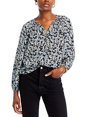 Shop Rails Indi Relaxed Henley Blouse In Midnight Meadow