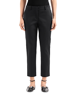 Shop Emporio Armani Cropped Pants In Solid Blue