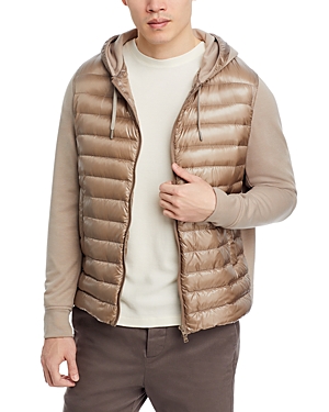 Shop Herno Ultralight Mixed Media Jacket In Taupe