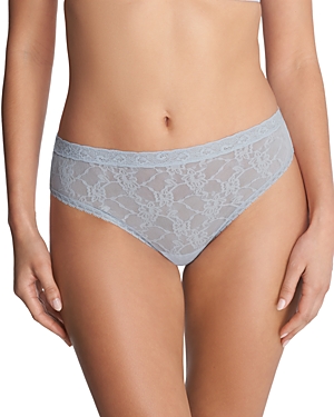 Shop Natori Bliss Allure One Size Lace Thong In Blue Mist