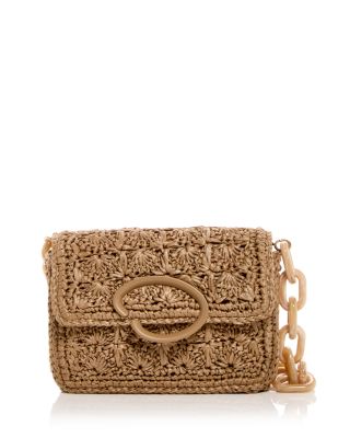 Oscar de la Renta O Pochette Crochet Raffia Shoulder Bag