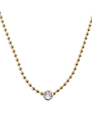 Kaycee Cubic Zirconia Ball Chain Collar Necklace in Gold Tone, 16-19