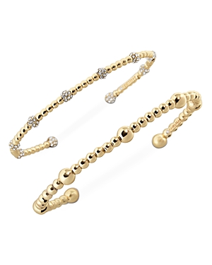 Chloe Pave Beaded Cuff Bracelet in Gold Tone, Set of 2
