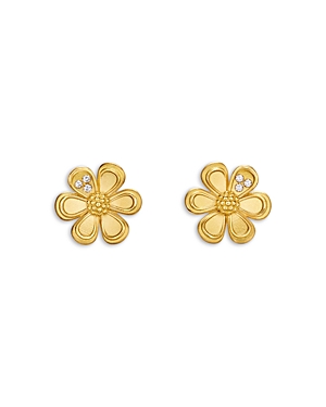 Temple St Clair 18k Yellow Gold Diamond Flower Stud Earrings In Gold