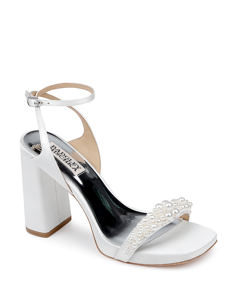 Badgley Mischka Collection Calida Ankle Strap Satin Sandal In White