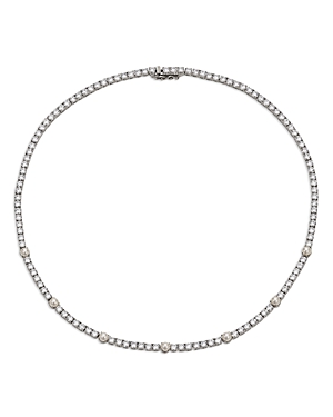 Nadri Cubic Zirconia & Imitation Pearl Tennis Style Collar Necklace, 16