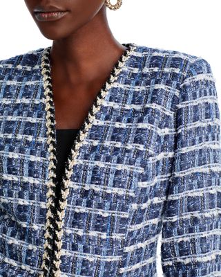 Tweed fringe 2way jacket【Blue】　orgue Tweed fringe 2way jacket【Dark navy】