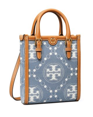 Tory Burch Mini T Monogram Denim Tote | Bloomingdale's