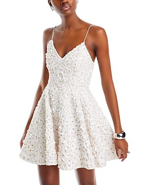 Shop Alice And Olivia Domenica Sleeveless Embellished Mini Dress In Off White