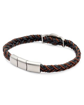 Two Tone Braided Rope & Leather Bracelet
