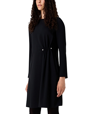 Shop Emporio Armani Hardware Embellished Long Sleeve Tunic Dress In Solid Black