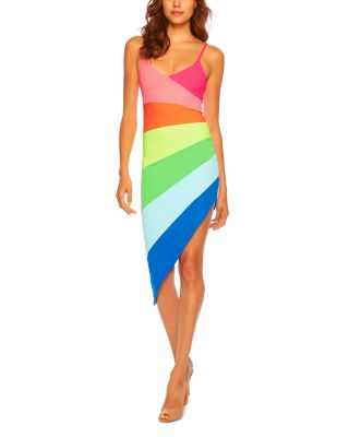Color Blocked Asymmetric Dress