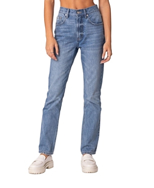 Edikted Women's Swift High Rise Straight Leg Jeans In Blue Washed