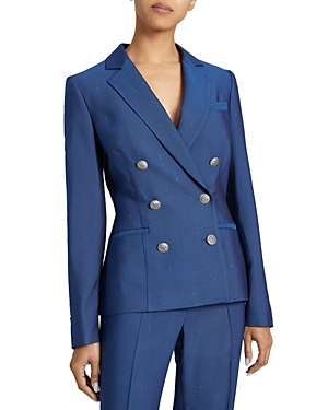 Shop Santorelli Double Breasted Blazer In Electric Blue