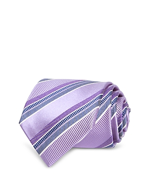 David Donahue Stripe Silk Tie In Purple