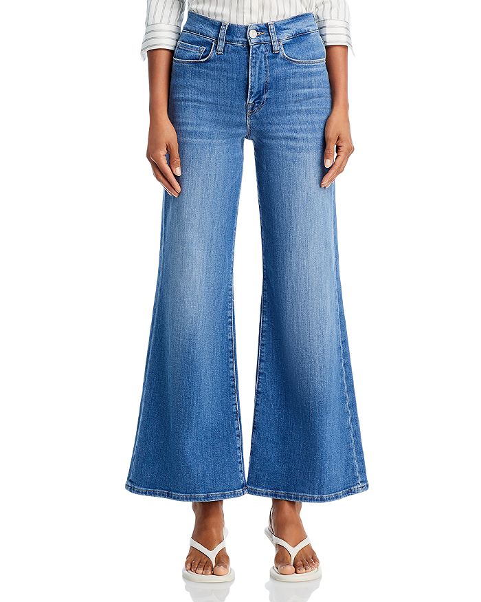 Shop Frame Le Slim Palazzo High Rise Wide Leg Jeans In Drizzle
