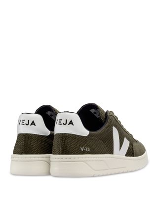 Men's V-12 Lace Up Mesh and Leather Sneakers