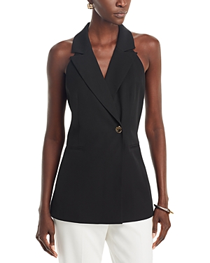 Shop French Connection Harrie Sleeveless Blazer Top In Blackout